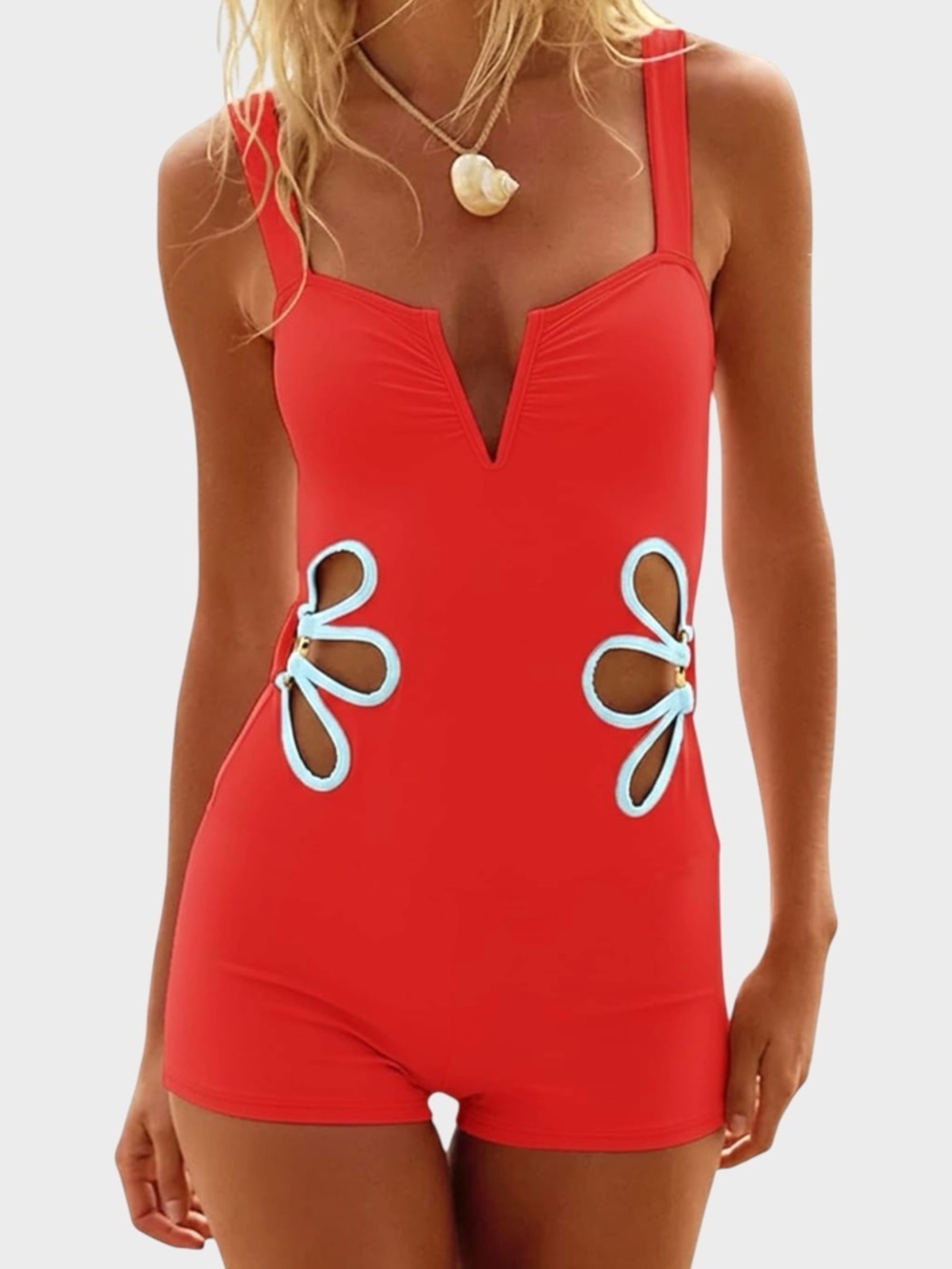 Zaful V Neck Boyleg Swimsuit Romper XS